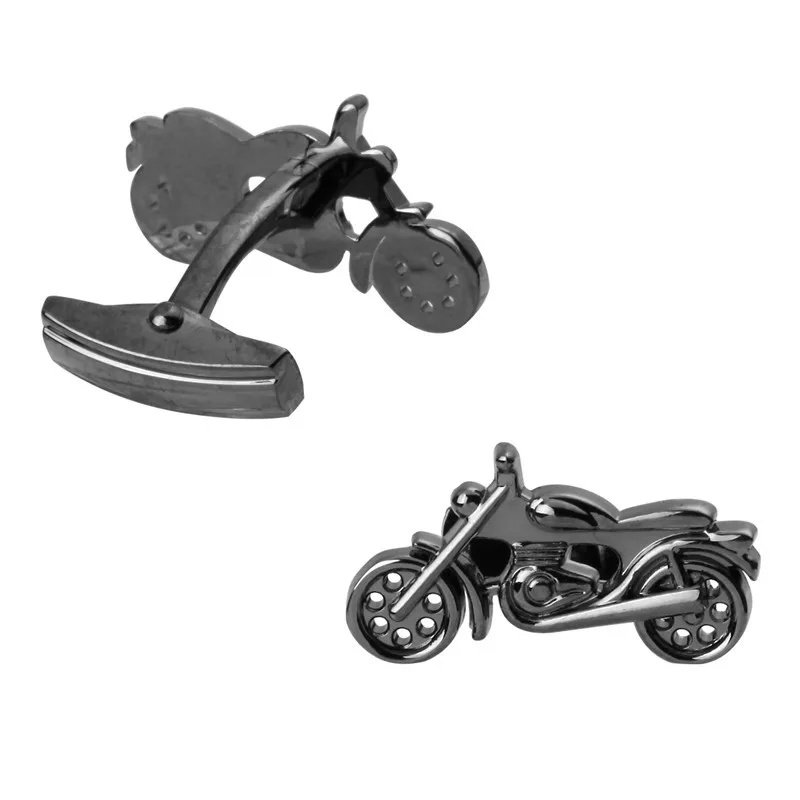 Запонки мужские с длинным рукавом мотоциклетные золотистые модные черные для