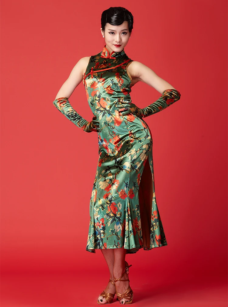 latin dance dress retro cheongsam women latin dress dancing clothes