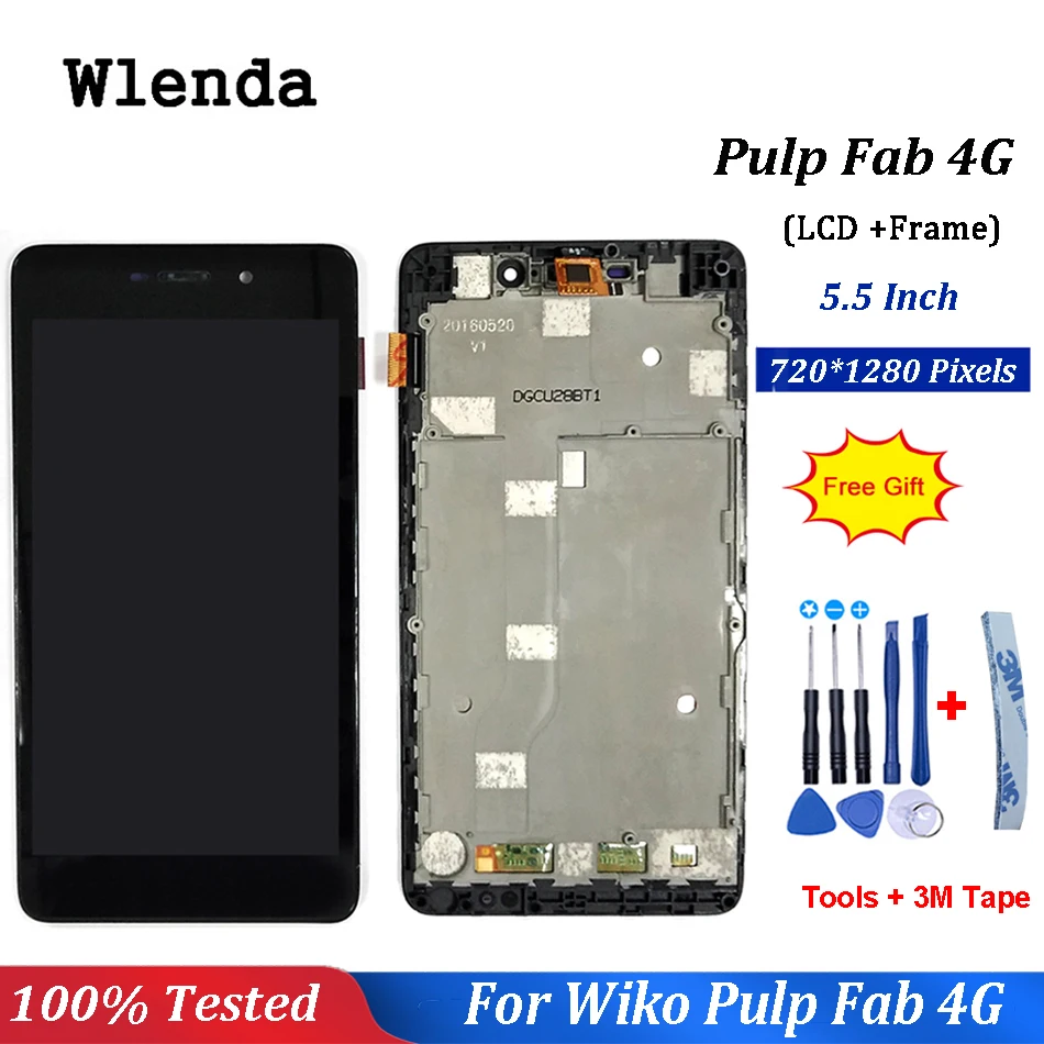 

For Wiko Pulp Fab 4G LCD Display and Touch Screen Assembly Repair With Frame Part Mobile Accessories