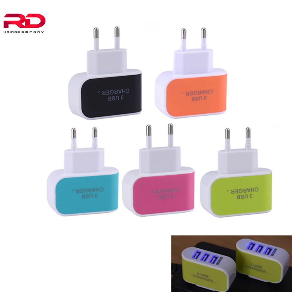 

Universa 3 Port USB Charger Mobile Phone US Plug EU Plug Charger For iPhone iPad Samsung Xiaomi Travel Wall Charger Adapter
