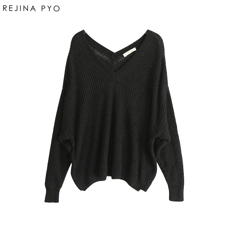 REJINAPYO Женский вязаный свитер в американском стиле больших размеров с двойным v-образным вырезом, повседневные пуловеры, весна, новое поступление