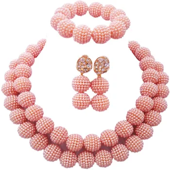 

Fashion Cheap African Peach Jewelry Set Nigerian Wedding Accessories Wholesale 2C-ZZ-11