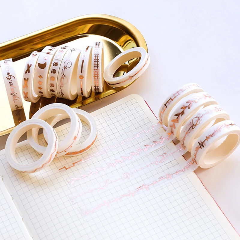 

0.7-1cm*3m New Rose gold Fine washi tape DIY decoration scrapbooking planner masking tape adhesive tape label sticker