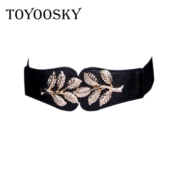 

2018 New Fashion Stretch Wide Waist Gold Large Buckle Belt Female Body Sculpting Cummerbund Elastic Solid Women TOYOOSKY HY1141