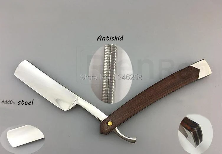Безопасная бритва с прямым краем, складной нож, Парикмахерская бритва, инструмент с деревянной ручкой