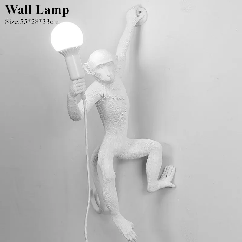 Современная креативная полимерная белая лампа в форме обезьяны, лофт, винтажный подвесной светильник из пеньковой веревки для дома, бара, кафе, ретро подвесной светильник - Цвет корпуса: Wall Lamp