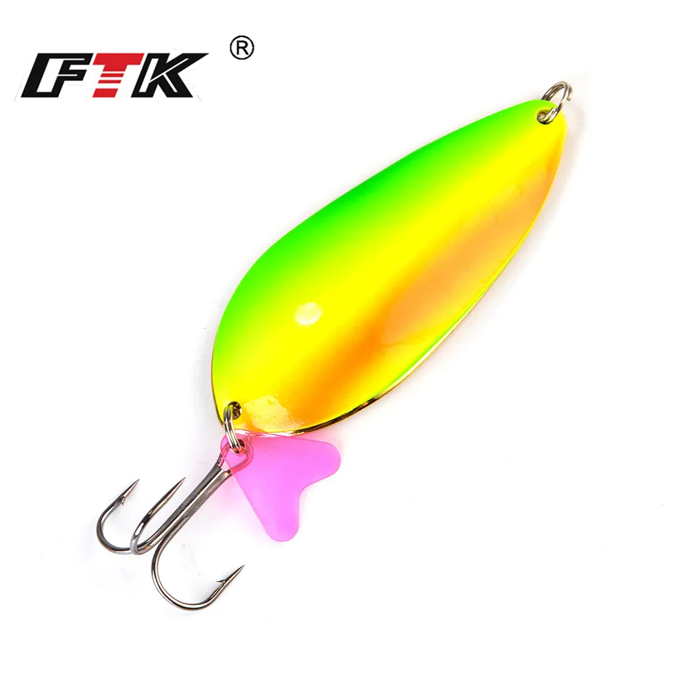 

FTK 1pc Metal Fishing Spinner Pike Lure 24g/30g/35g/42g Hard Baits Spoon with Treble Hook Double Sequin Paillette Wobbler Tackle