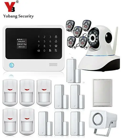 

YoBang Security WIFI GSM GPRS Wireless Home Safety Alarm System With IP Camera Relay Cable Alarm Door Window PIR Motion Sensor.