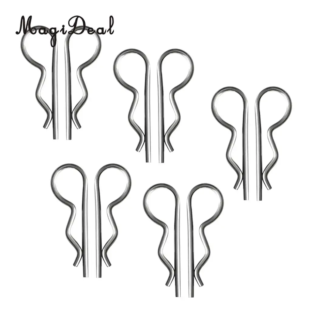 MagiDeal Strong Durable 10Pcs Marine Stainless Steel R Retaining Clip Spring Cotter Pin 1.2x22mm for Rowing Sailing Boating Acce