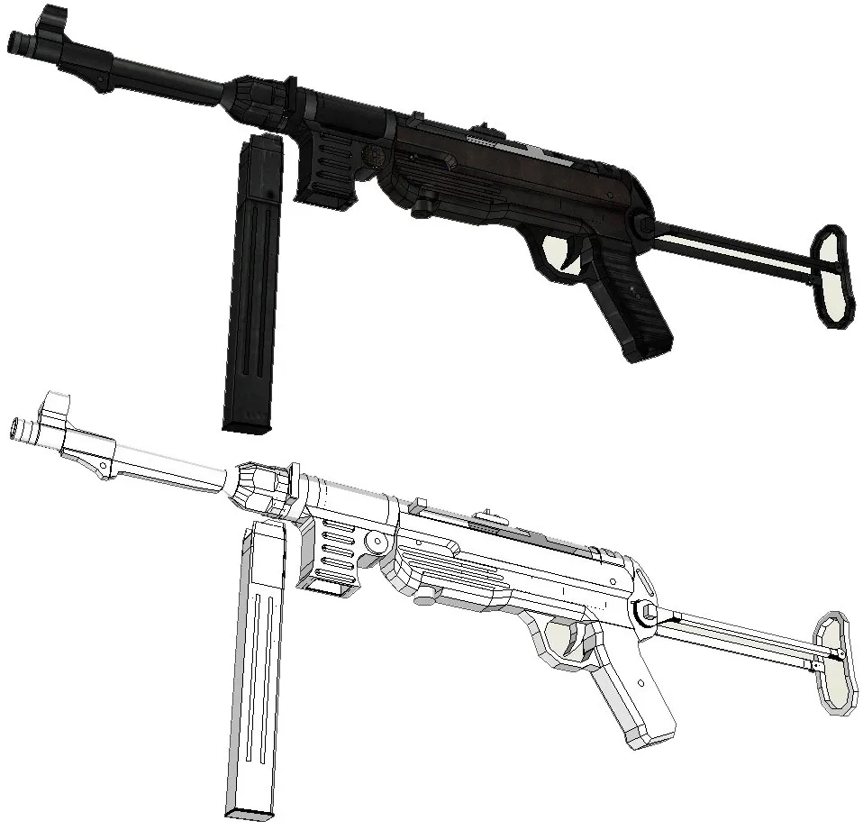  84cm 1:1 German Mp40 Submachine Gun 3D Paper Model Frearms Weapon Handmade Drawings Military Paper 