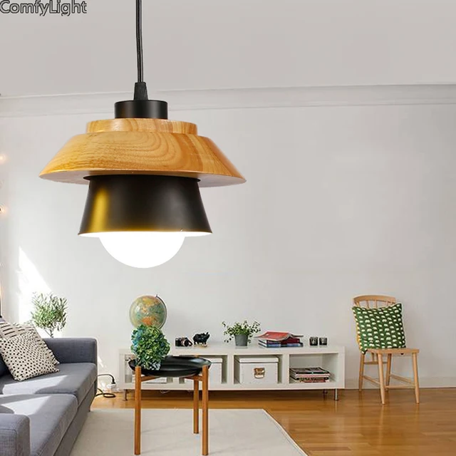 Madera moderna hierro colgante luces comedor iluminación colgante ... Madera moderna hierro colgante luces comedor iluminación colgante ...