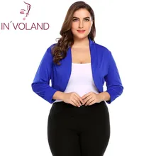 

IN'VOLAND Women Short Shrug Top Big Size XL-5XL Autumn 3/4 Sleeve Cropped Bolero Party Large Feminino Sweater Cardigan Big Size