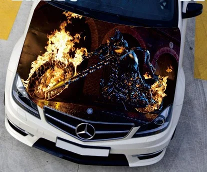 

Creative Car Stickers Engine Hood Sticker Head Cool Fire Motor Styling Decal Decor Carbon Vinyl Cover Waterproof