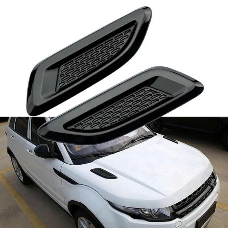 

2PCS ABS Dummy Hood Vent Slat Air Wing Outlet Cover Trim For Range Rover EVOQUE 2011-2016 Black