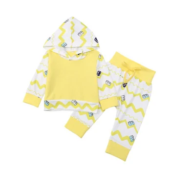 

Print Hooded Sweater Newborn Baby Clothes Set Print Striped Tops + Pants Baby Girl Clothes Set Autumn Baby Clothing Sets