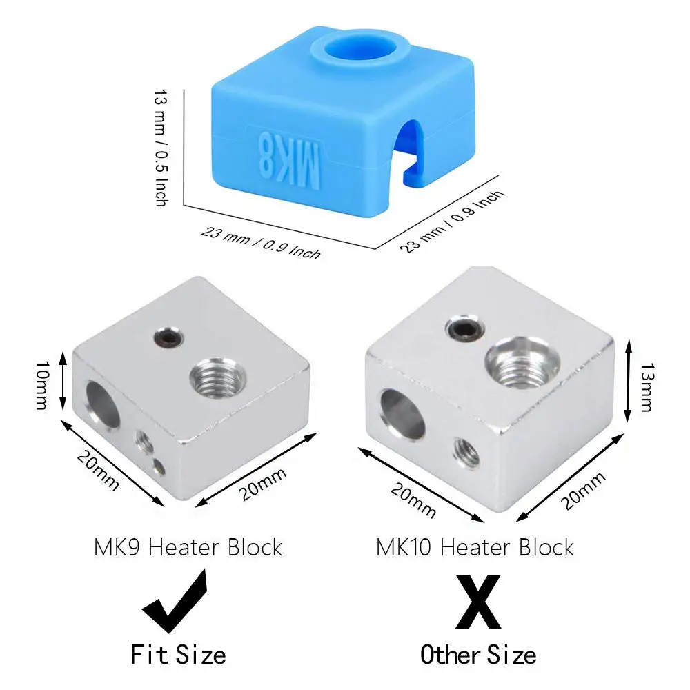3D طابعة سخان كتلة غطاء سيليكون MK7 MK8 MK9 سيليكون جورب ل MK7/8/9 3D طابعة Hotend الطارد creality CR-10 S4 S5