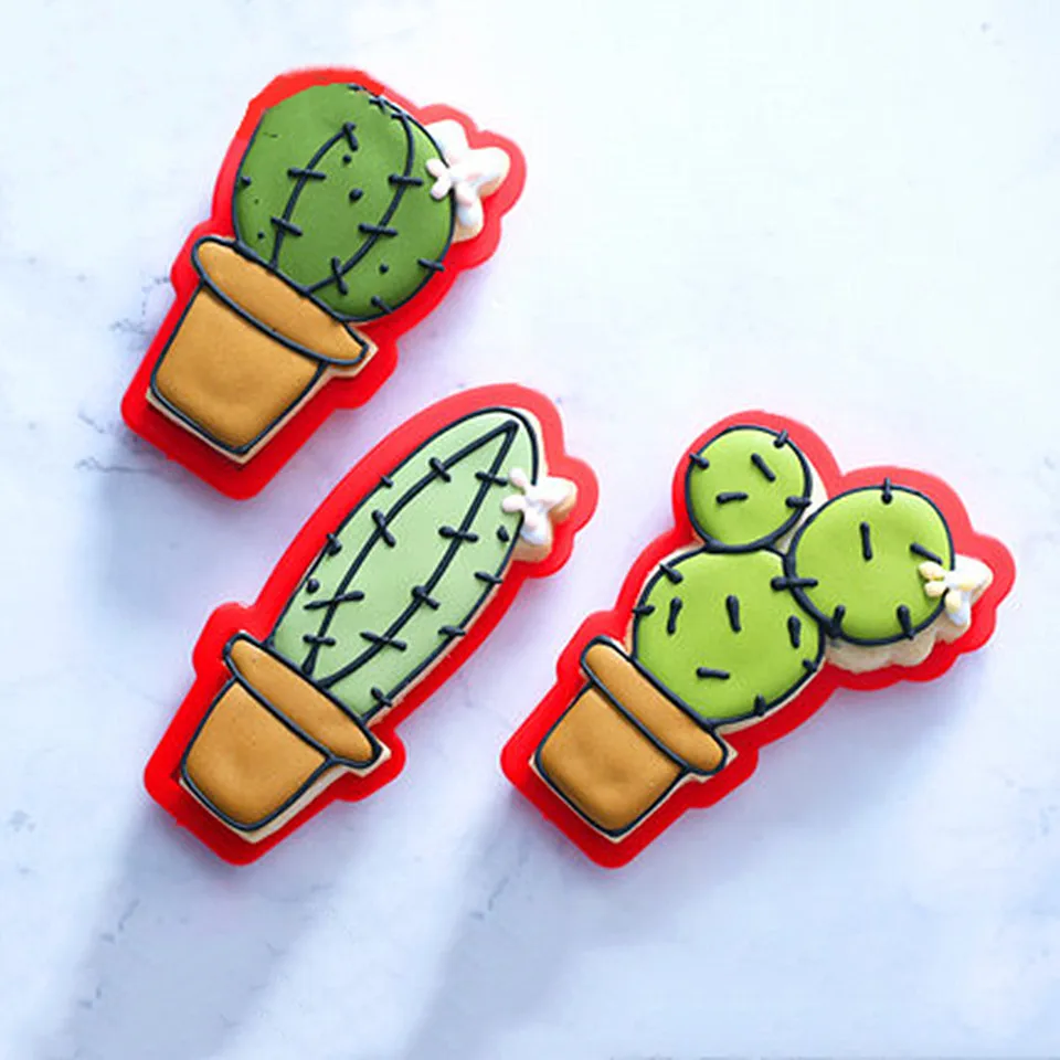 Cactus Cookie Cutter Made 3D Printed Fondant Cupcake Confeitaria Moulds Cookie Tools Cake Decorating Tools Cookie Cutter Set