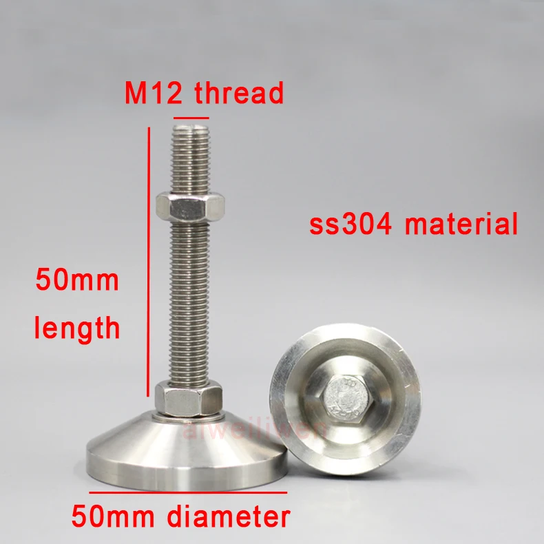 Ochoos D60 M12 Thread 60mm ss304 Universal feet Adjustable Foot Cup Stainless Steel Metal Leg Furniture Supporting SUS Swivel feet Cup Ochoos D60 M12 Thread 60mm ss304 Universal feet Adjustable Foot Cup Stainless Steel Metal Leg Furniture Supporting SUS Swivel feet Cup