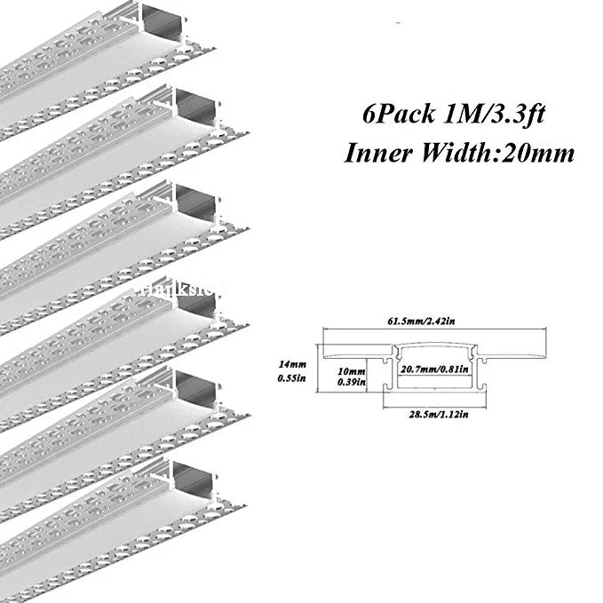 1mLedDrywallAluminumProfilewith20mmInnerSizeforLedStrip