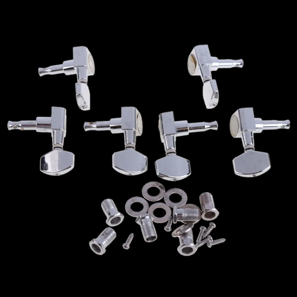 

3R 3L Right String Tuning Pegs Tuners Chrome Guitar Machine Head 3 Left 3 Right