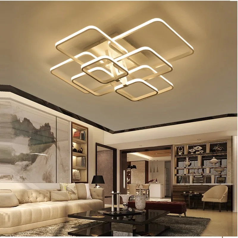 Moderna do Candelabro de Teto do Diodo Emissor de Luz do Quarto da Sala de Estar Luminárias de Teto com Acrílico de Controle Iluminação Casa Conduziu Remoto 110-220v 4 sala de estar casa conduziu luminárias de