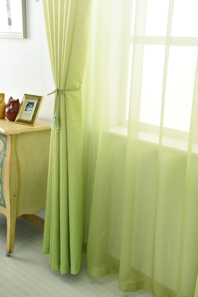 Роскошные серые шторы для гостиной, зеленые градиентные полу-затемненные тканевые шторы для спальни, синий тюль, Cortinas 185& 30