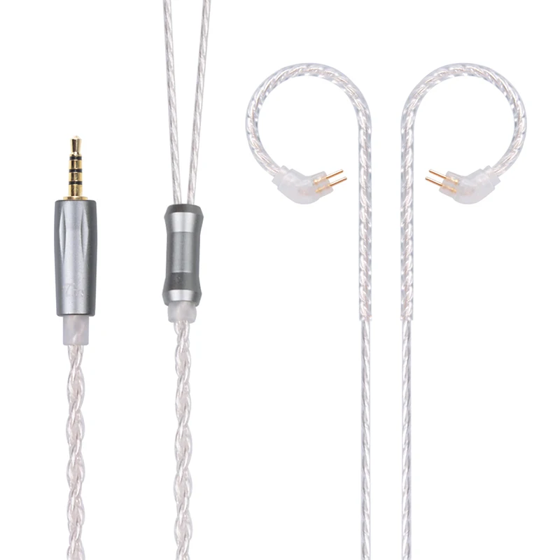 

TRN V10 3.5/2.5mm Plug 2Pin Upgraded Plated Silver Cable/Black Copper Cable Use For TRN V10/V20/V60 ZS10/ZS6/ZSA/ES4 TFZ QUEEN