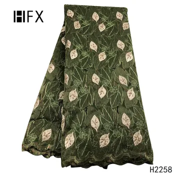 

HFX Newest African Tulle Lace Fabrics With beads Embroidery Net Lace French High Quality With stones for wedding dress H2258