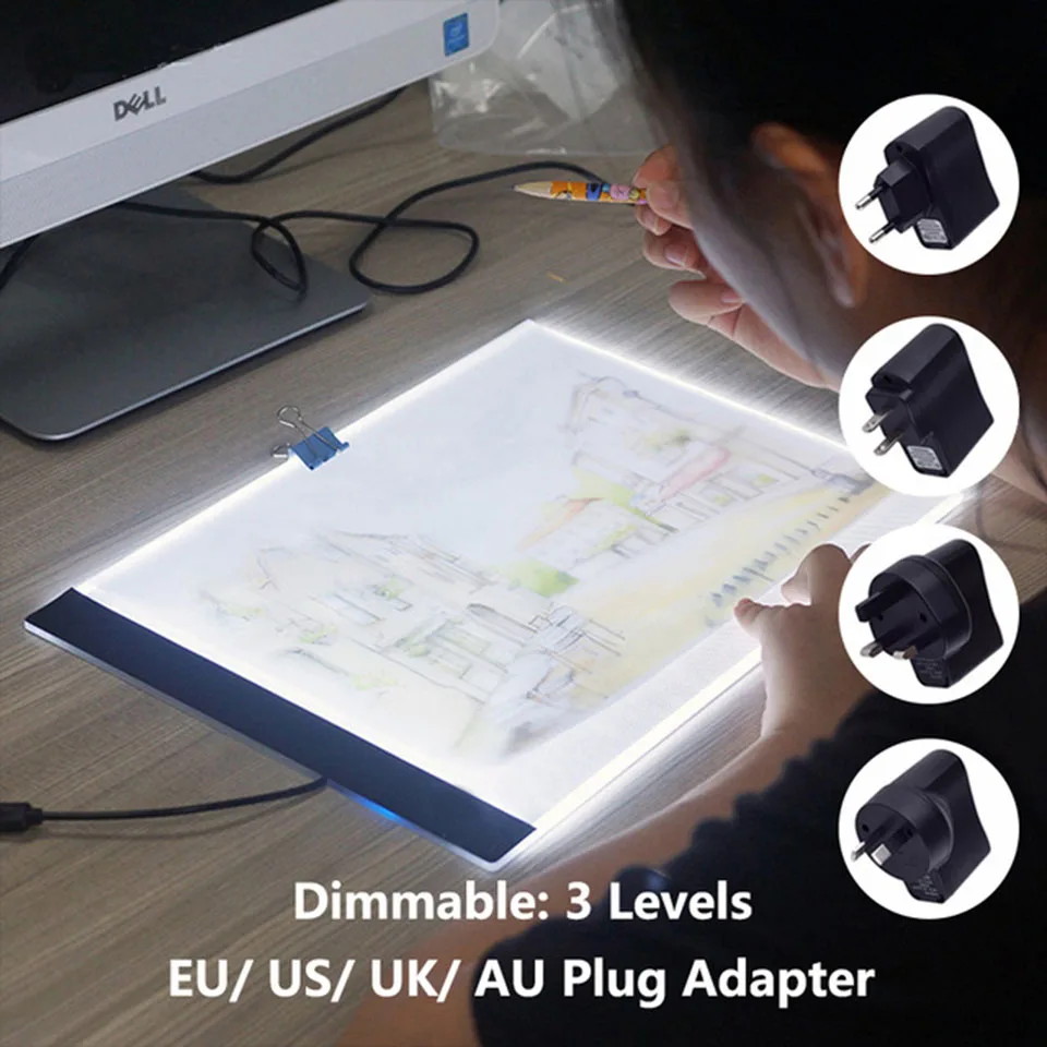 Цифровые планшеты A4 LED Диммируемый лайтпад Алмазный коврик для рисования