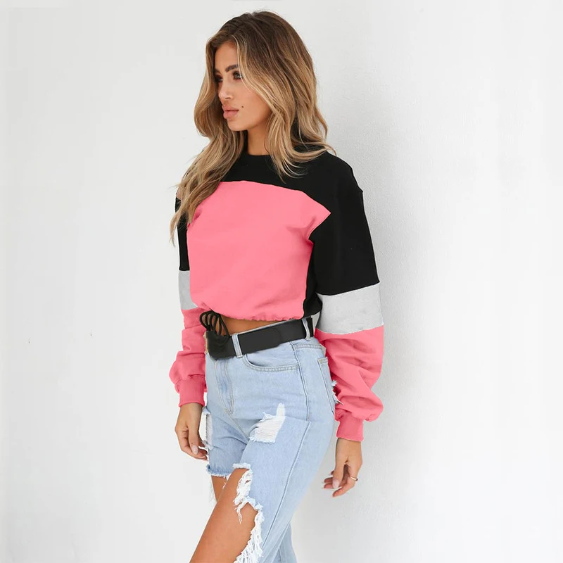 

Anself Fashion Women Hoodies Crochet Long Sleeve Drawstring Casual Loose Thin Pullover Sweatshirts Short Harajuku Tops 2019 NEW