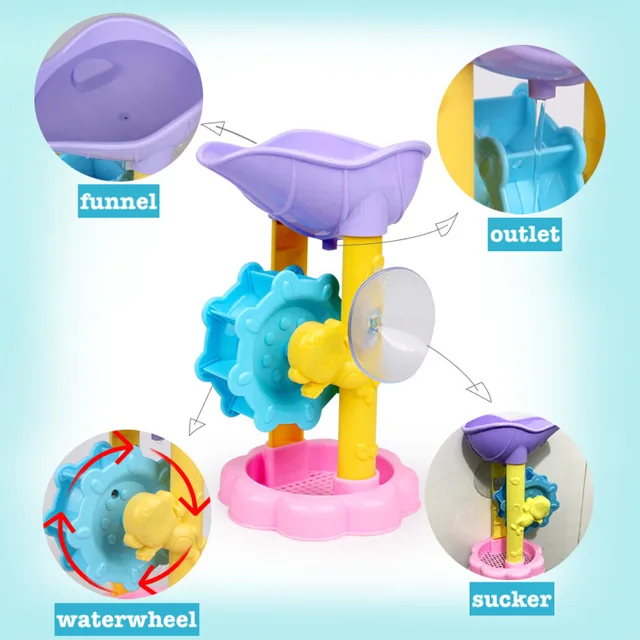 Baby Bath Waterwheel Dabbling Toy Kid Bathroom Education Water Child Boys Girls 1 to 3 Toddler Bathtub Foam Beach Swimming Pool 5