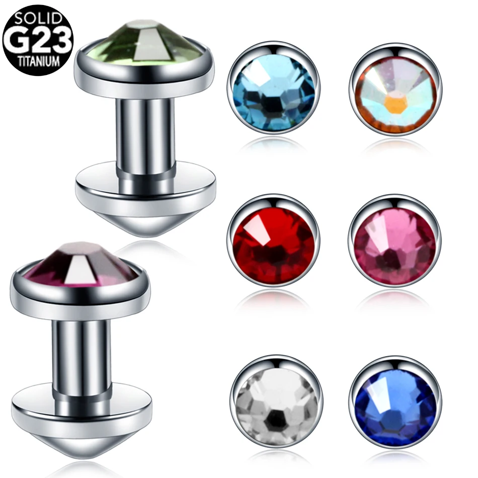 1pc G23 Grade Titanium Dermal Anchor Top With Gem Dermal Piercings