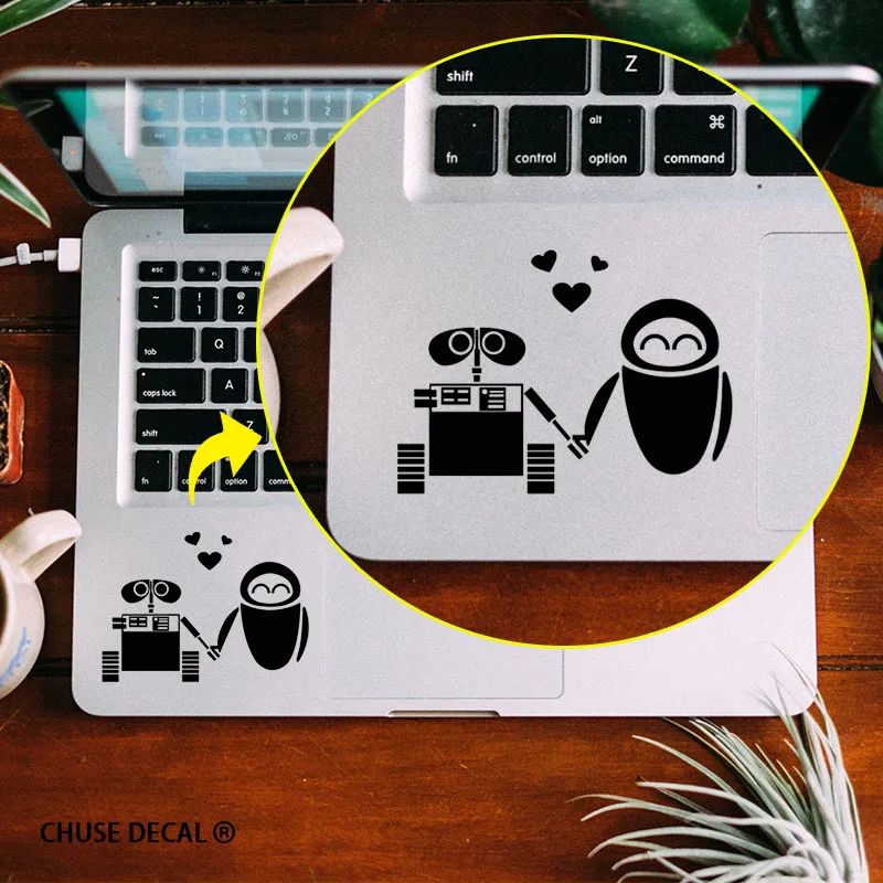 The Love of  WALL-E Robot Notebook Touchpad Decal Vinyl Cartoon Laptop Trackpad Sticker for Apple Macbook Pro/Air/Retina