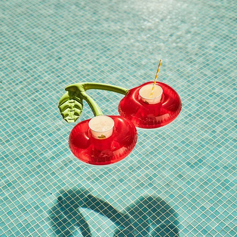 

Cherry Shaped Red Swimming Pool Drink Holders Party Adult Inflatable Pool Accessories Double Kids Swimming Floating
