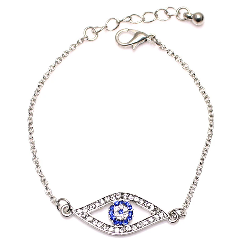 Браслет цепочка Серебряного и золотого цвета с голубым глазом|chain bracelet|lucky eyebracelet
