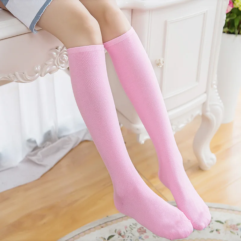 Fashion Sexy Female Medias Striped Knee Socks Women's Cotton High Over Knee Stockings for Ladies Girls Candy Color Long Stocking
