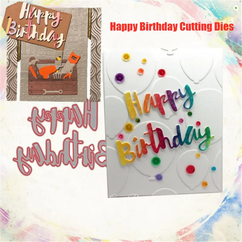 

Happy Birthday Words Metal Cutting Dies Stencil for DIY Scrapbooking Photo Album Embossing Paper Cards Crafts Diecuts New 2019
