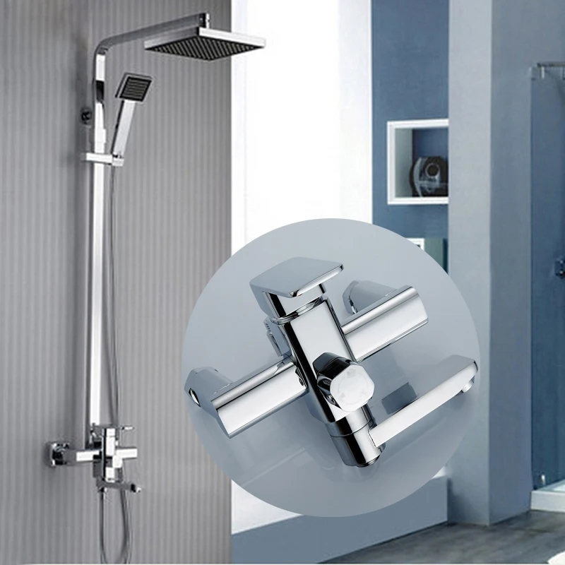 Wholesale and Retail Bathroom Shower Hot Cold Faucet with 8" ABS Shower Head & Handshowerin