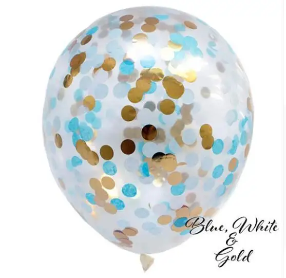 1 упаковка 10 дюймов прозрачное розовое золото; круг звездный конфетти латексные воздушные шары Свадьба День Рождения Декор Sownflake гелиевые прозрачные шарики - Цвет: blue-W-G Confetti