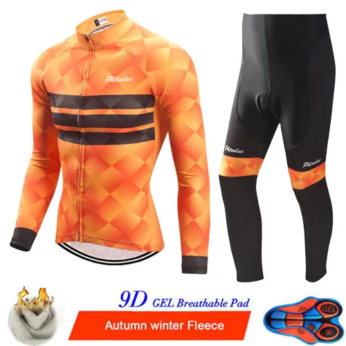 Cycling Set Phtxolue Мужская Зимняя Теплая Флисовая велосипедная одежда велосипедные Джерси комплект велосипедная майка костюм для езды на горном велосипеде - Цвет: Cycling Set