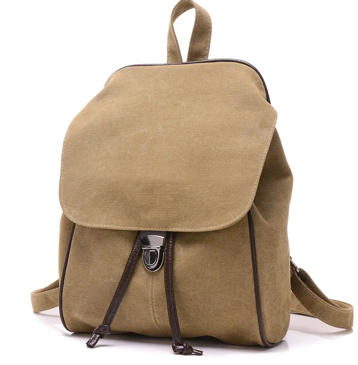 2016 Fashion simple solid color casual canvas shoulder bag high school students travel backpack 1149