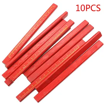 

10Pcs Carpenters Pencils Black Lead For DIY Woodworking Black Thick Core Flattened Mark Pen Pencil #723