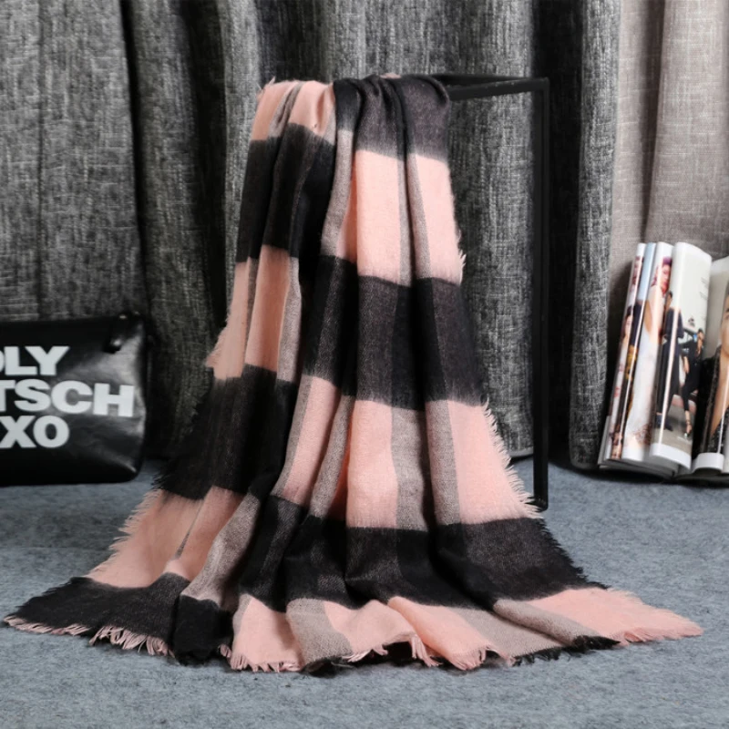 

2015 za winter infinity scarf plaid new worsted cashmere unisex acrylic basic wrap shawls women's female knitted fall pashmina