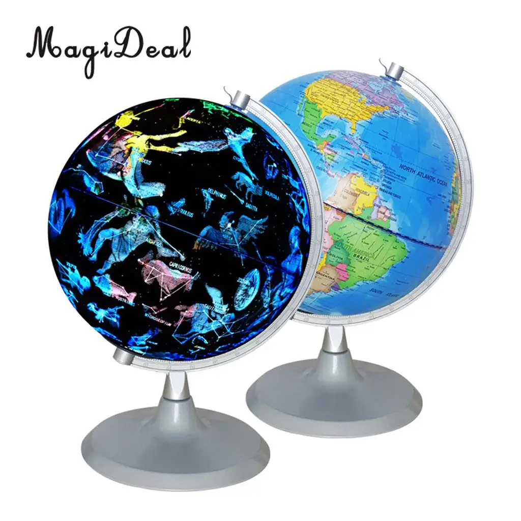 MagiDeal 20cm Day View World Globe and Night View Illuminated Constellation Map Globe for Home Table Desk Decoration Ornaments
