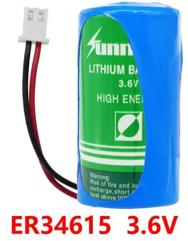 2PCS SIZE D ER34615 3.6v battery lithium flow meter With plug | Электроника