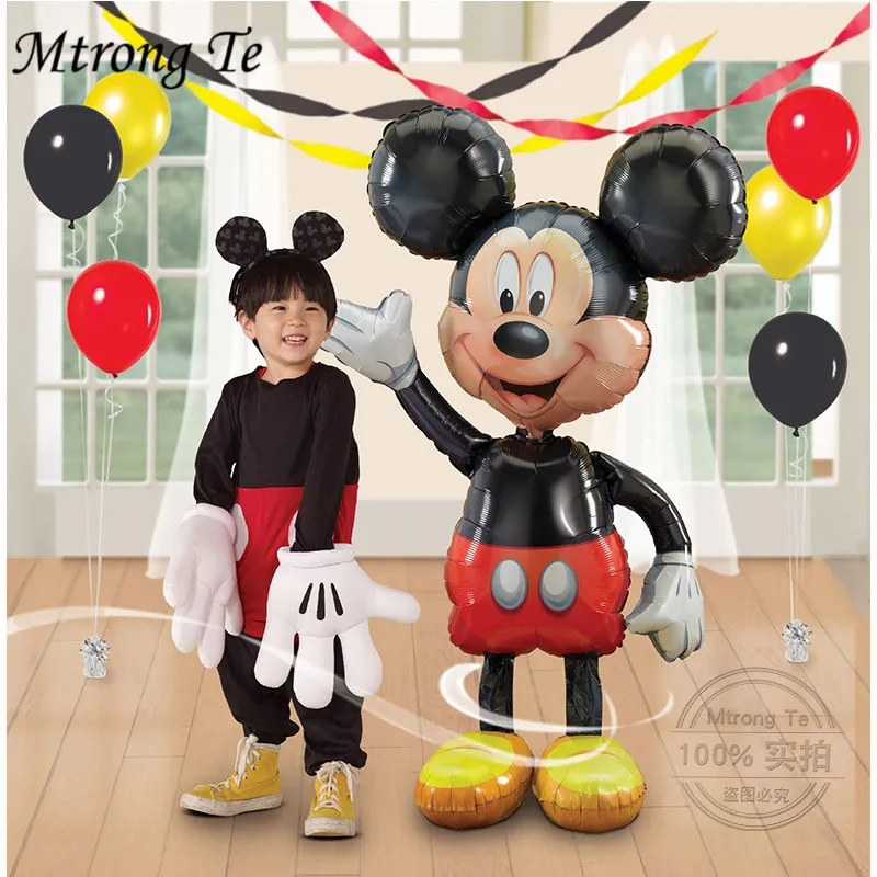 

2pc 112cm Giant Mickey Minnie Mouse Foil Balloons Red Yellow Bowknot Standing Airwalker Kids Birthday Party Decorations Globos