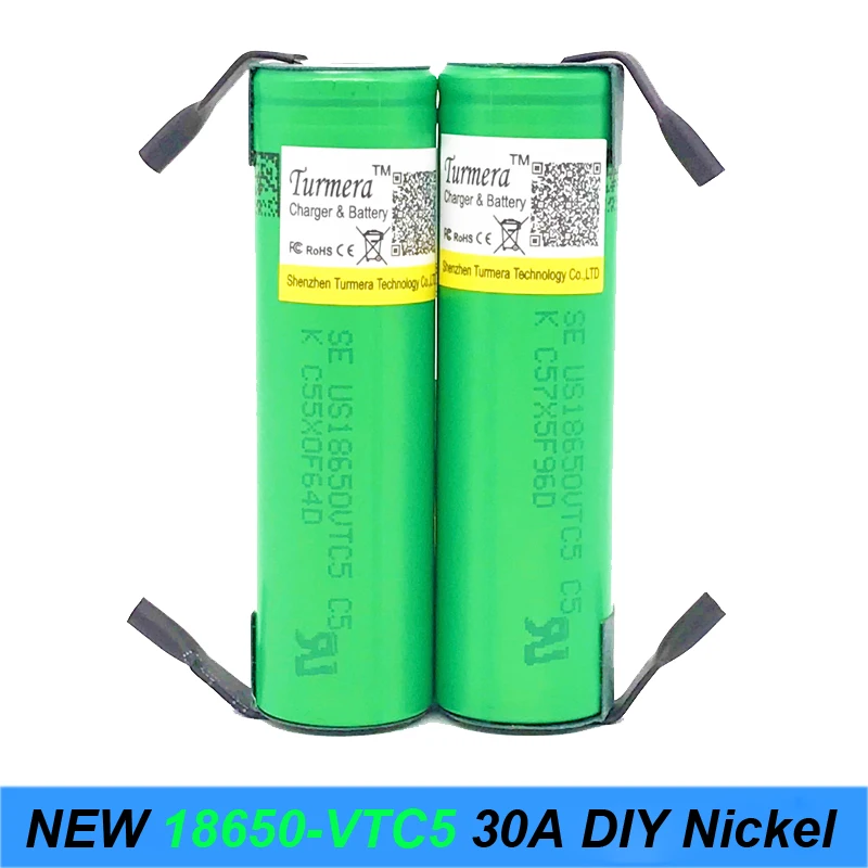 100% Оригинальные 30A разрядки 3 7 V US18650 VTC5 с DIY никель 2600mAh перезаряжаемые батареи для