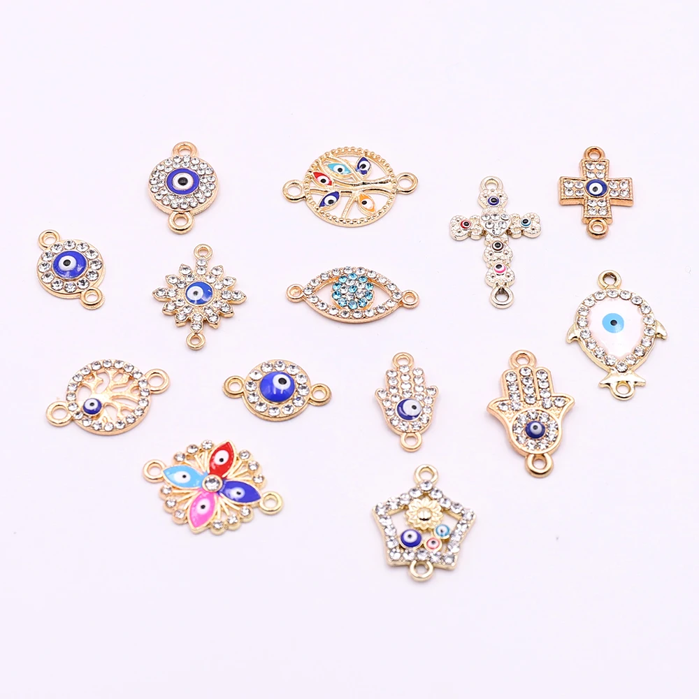 

10pcs Gold Connectors Charms with Colorful Rhinestone Jewelry Connectors Accessories for Necklaces Bracelets DIY Making Jewelry