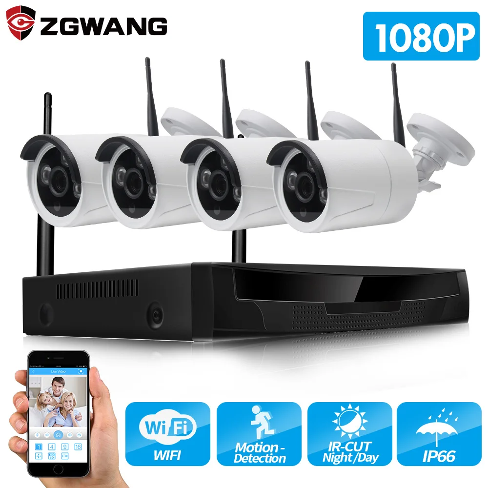 ZGWANG Wireless CCTV System 1080P 2MP 4CH NVR IP IR-CUT outdoor CCTV Camera IP Security System video Surveillance Kit 1TB HDD ZGWANG Wireless CCTV System 1080P 2MP 4CH NVR IP IR-CUT outdoor CCTV Camera IP Security System video Surveillance Kit 1TB HDD