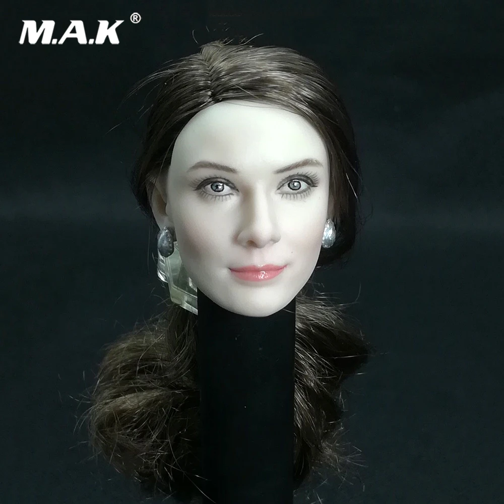 

1/6 Audrey Hepburn Head Carving With long brown Long curly Hair Female head Model F 12" pale Figure body